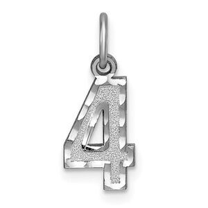 14k White Gold, Varsity Collection, Small D/C Pendant, Number 4